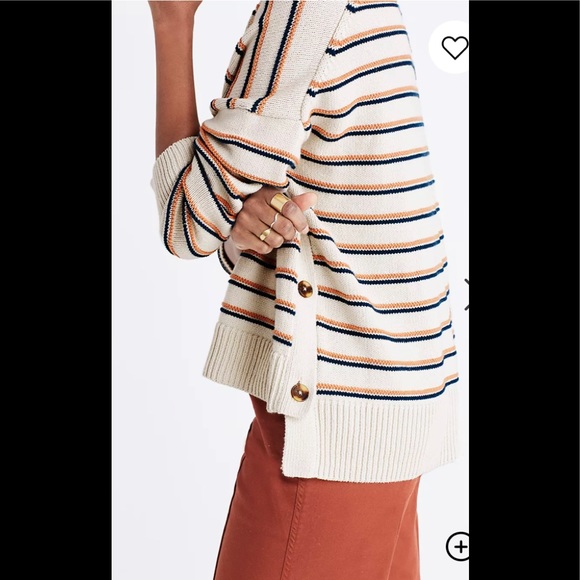 Madewell Brownstone Side-Button Sweater in Stripe - Picture 4 of 9